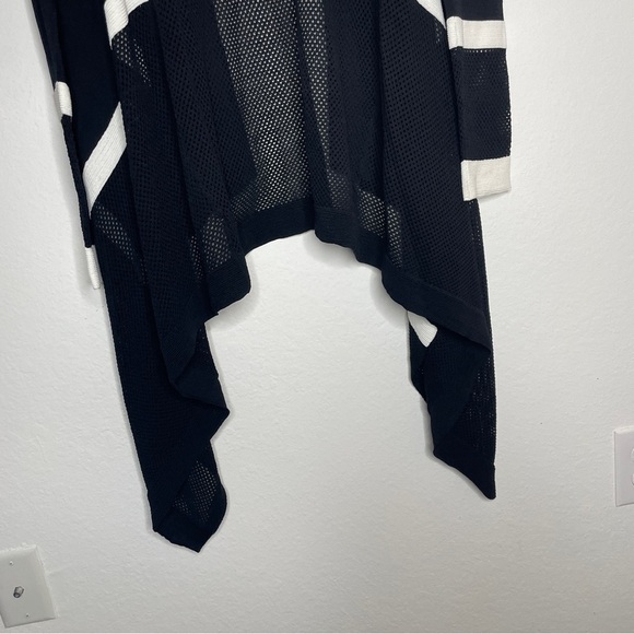 NWT Tonia Debellis Black and White Waterfall Cardigan Open Front Size S - Picture 9 of 13